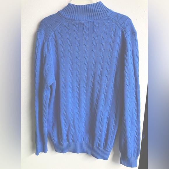 Izod Men’s Pullover Cable Cardigan Sweater, Large, Blue Revival, NWT - Picture 2 of 5